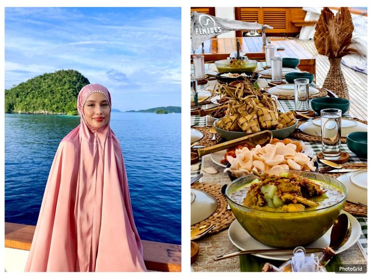 Cinta Laura Lebaran di Atas Kapal Raja Ampat, Tetap Ada Ketupat-Opor!