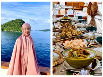 Cinta Laura Lebaran di Atas Kapal Raja Ampat, Tetap Ada Ketupat-Opor!