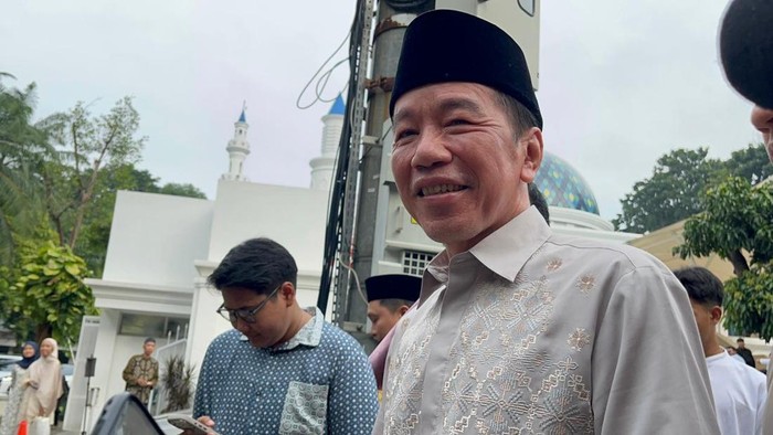 Jokowi usai salat Idul Fitri 2026 di masjid GBK, Sabtu (21/3/2026).