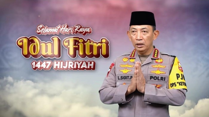Kapolri Jenderal Listyo Sigit Prabowo mengucapkan selamat Idulfitri 1447 Hijriah.