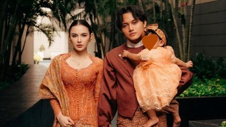 10 Potret Seragam Lebaran Keluarga Artis, Mahalini Setia dengan Nuansa Entik