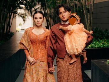 10 Potret Seragam Lebaran Keluarga Artis, Mahalini Setia dengan Nuansa Entik