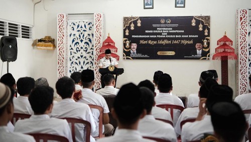 Sebanyak 48 narapidana Lembaga Permasyarakatan (Lapas) Kelas IIB Tabanan mendapat remisi khusus keagamaan Hari Raya Idul Fitri, Sabtu (21/3/2026). (Foto: Dok. Istimewa)