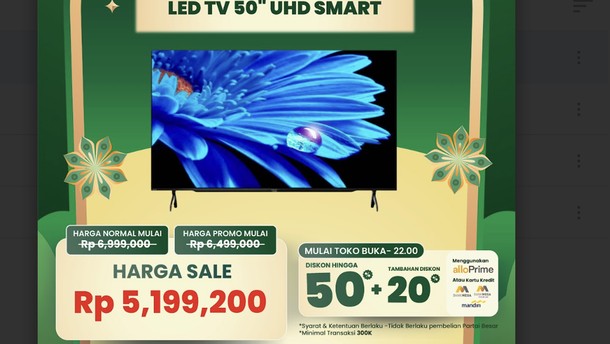 LED TV 50 UHD Smart Diskon Jumbo di Transmart Full Day Sale
