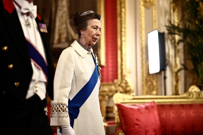 Britains Princess Anne, Princess Royal arrives to attend a State Banquet in St Georges Hall, at Windsor Castle, in Windsor, March 18, 2026, on the first day of a two-day State Visit to the United Kingdom by Nigerias President.     HENRY NICHOLLS/Pool via REUTERS