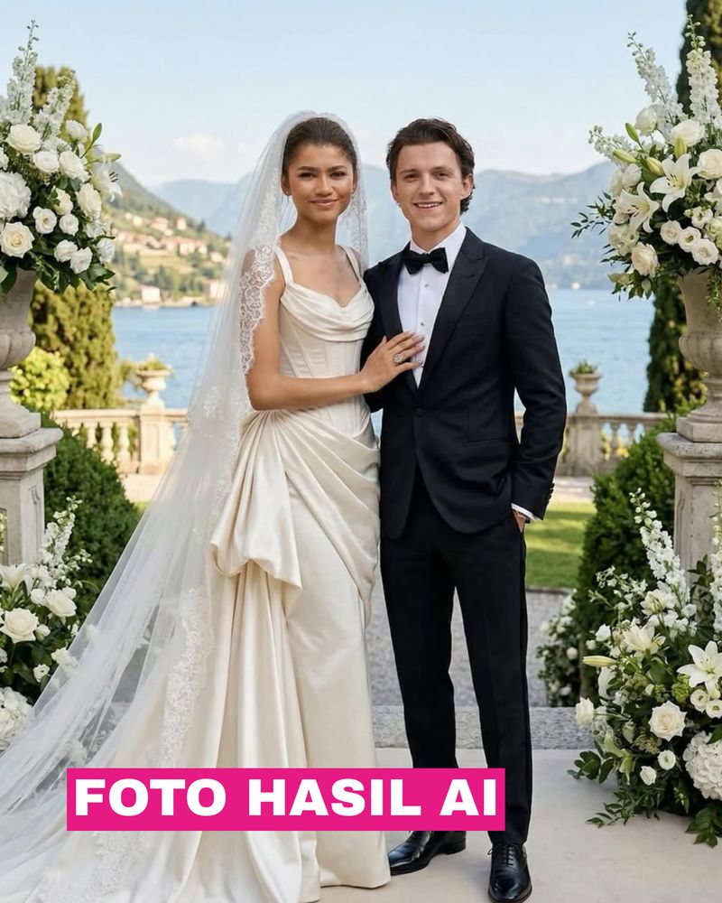 Tom Holland & Zendaya Foto pernikahan hasil AI Tom Holland & Zendaya.