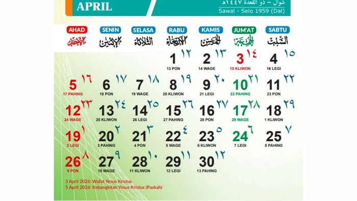 Kalender April 2026