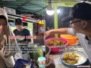 Lebaran Core! Viral Satu Keluarga Ikut Campur di Warung Pecel Ayam