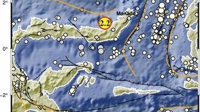 Info gempa Mag 2.2 di Lolak, Bolmong.
