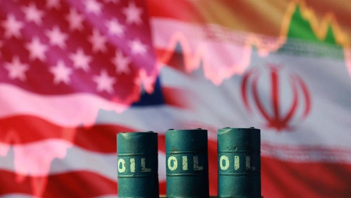 U.S. and Iranian flags, 3D printed oil barrels and rising stock graph are seen in this illustration taken March 23, 2026. REUTERS/Dado Ruvic/Illustration