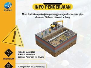 Ada Pengerjaan Pipa, Suplai PDAM Makassar Terganggu di 18 Lokasi Hari Ini