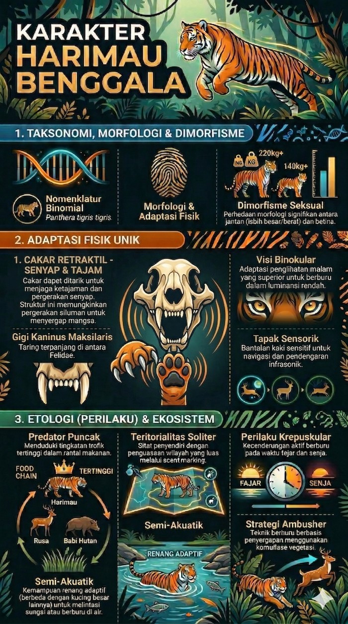 Harimau Benggala, yang secara ilmiah dikenal sebagai Panthera tigris tigris, bukan sekadar kucing besar biasa.