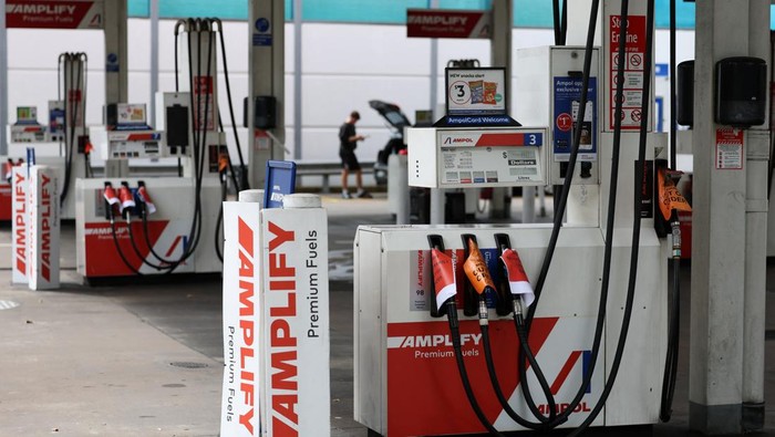 Empty fuel pumps at an Ampol petrol station in Sydney, Australia, March 20, 2026. REUTERS/Hollie Adams