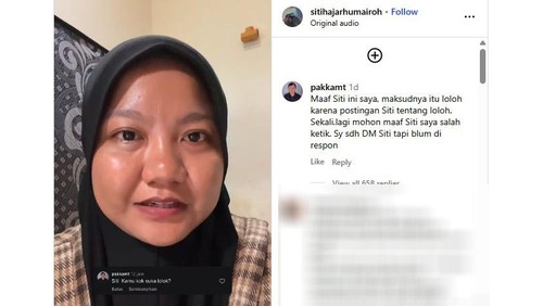 Kreator konten Instagram @sitihajarhumairoh mempermasalahkan komentar seorang kepsek di Jembrana, Bali, hingga viral di medsos. (Foto: tangkapan layar Instagram)