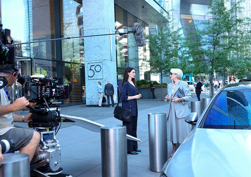 NEW YORK, NY - JULY 29: Stanley Tucci, Meryl Streep, Anne Hathaway are seen filming scenes at 