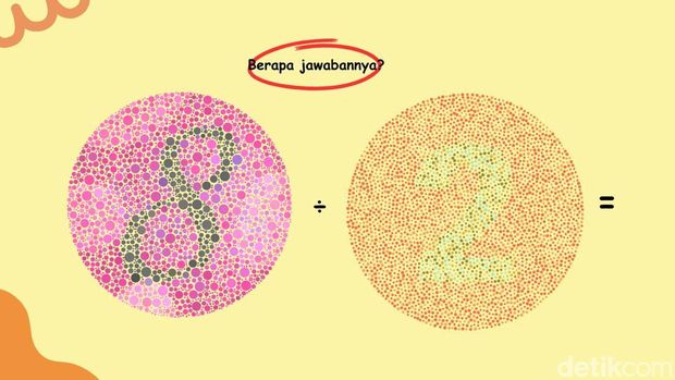 Uji kecerdasan dan ketelitian mata lewat gambar tes buta warna ini. Temukan angka tersembunyi lalu hitung hasil perhitungannya dengan tepat.