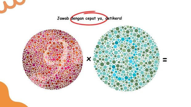 Uji kecerdasan dan ketelitian mata lewat gambar tes buta warna ini. Temukan angka tersembunyi lalu hitung hasil perhitungannya dengan tepat.