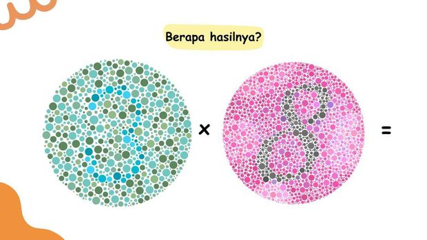 Uji kecerdasan dan ketelitian mata lewat gambar tes buta warna ini. Temukan angka tersembunyi lalu hitung hasil perhitungannya dengan tepat.