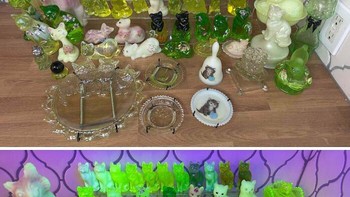 Koleksi pernak-pernik kucing yang terbuat dari kaca radioaktif ini sangat memukau karena materialnya bisa memancarkan cahaya hijau neon yang saat terkena sinar tertentu. OrchidAgitated3590 via BoredPanda