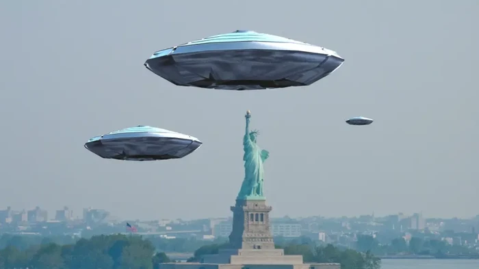 Ilustrasi UFO di New York.