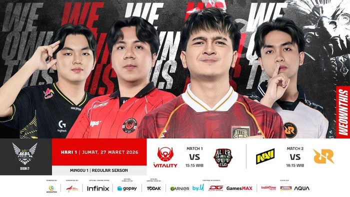 Jadwal MPL ID Season 17 Week 1 hari ini, 27 Maret 2026, beserta link live streaming-nya.
