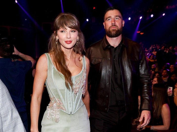 Taylor Swift and Travis Kelce at the 2026 iHeartRadio Music Awards held at Dolby Theatre on March 26, 2026 in Los Angeles, California. (Photo by Christopher Polk/Billboard via Getty Images)