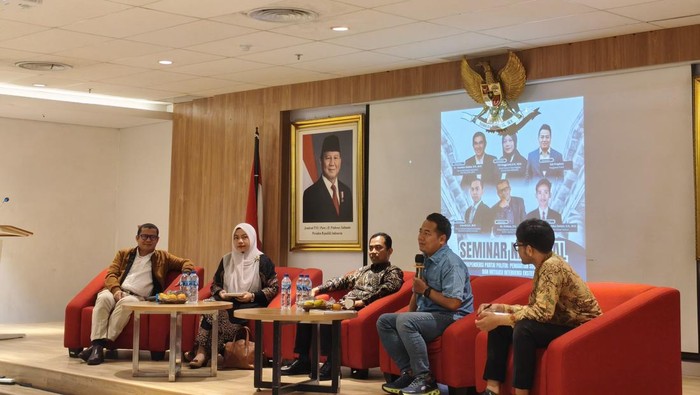 Diskusi dengan tema Independensi Partai Politik: Penguatan Soliditas Internal dan Mitigasi Intervensi Eksternal di Gedung Perpustakaan Nasional, Jakarta Pusat, hari ini, Sabtu (28/3/2026).