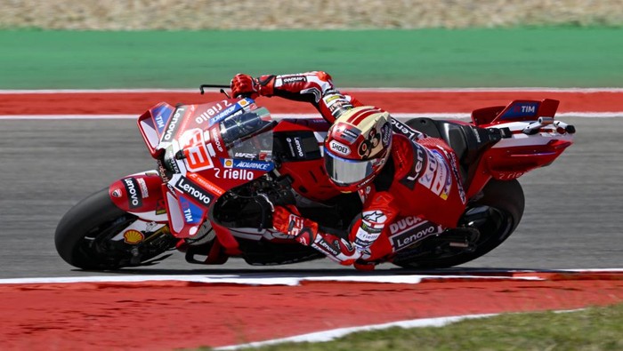 Mar 27, 2026; Austin, TX, USA; Ducati Team Marc Marquez (93) rides during practice for the 2026 MotoGP Red Bull Grand Prix of the Americas at Circuit of The Americas Austin. Mandatory Credit: Jerome Miron-Imagn Images