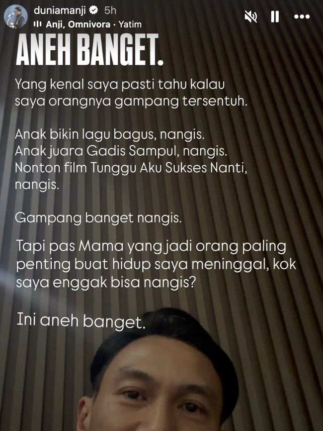 Anji Merasa Aneh: Biasanya Gampang Nangis, tapi Kok Ibu Meninggal Gak Nangis?