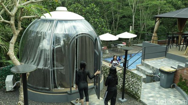 Fasilitas dome cafe di Green Gadjah Ubud, Desa Melinggih, Payangan, Gianyar, Bali. (Foto: Aryo Mahendro/detikBali) Fasilitas dome cafe di Green Gadjah Ubud, Desa Melinggih, Payangan, Gianyar, Bali. (Foto: Aryo Mahendro/detikBali)