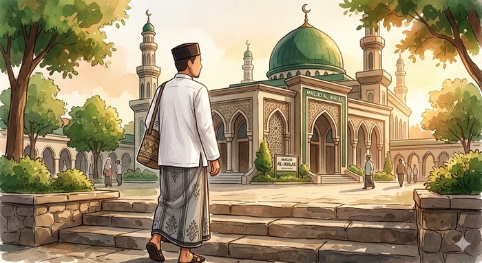 Ilustrasi muslim di masjid
