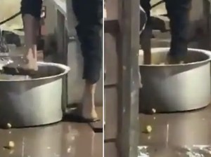 Jijik! Penjual Perkedel Ketahuan Cuci Kentang Pakai Kaki Bersandal