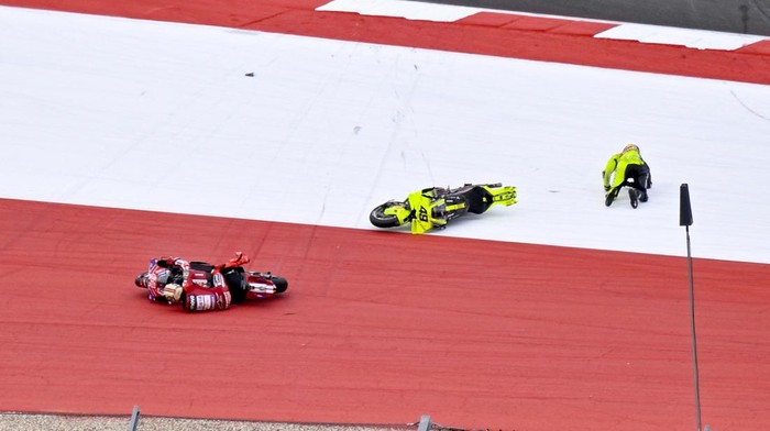 Gelaran MotoGP Amerika Serikat 2026 diwarnai drama dan kontroversi. Sejumlah pebalap harus menerima hukuman penalti dalam rangkaian balapan yang berlangsung di Circuit of the Americas, Sabtu (28/3/2026) malam WIB. REUTERS/Jerome Miron