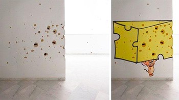 Bagaimana dengan keju kesukaan Jerry? Tentu lebih menarik dipandang, dibandingkan lubang peluru yang bersarang. Foto: Bored Panda