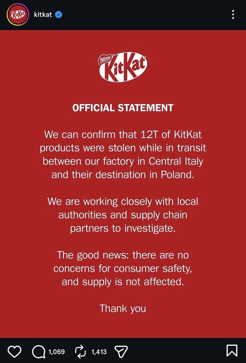 12 Ton KitKat Raib! Truk Hilang Tanpa Jejak di Tengah Perjalanan