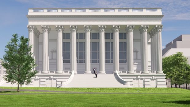 Render desain ballroom Gedung Putih yang digarap Presiden AS, Donald Trump