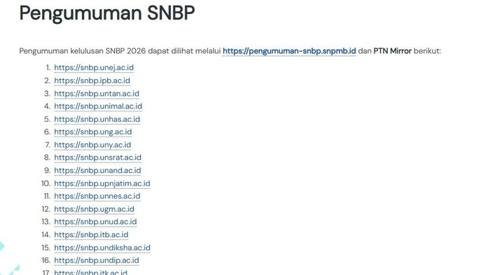 Link Pengumuman SNBP 2026 hari ini