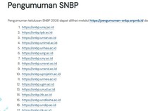 43 Link Pengumuman SNBP 2026 Lengkap Tanda Lolos dan Cara Ceknya!