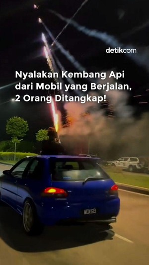 Video Nyalakan Kembang Api dari Mobil Berjalan, 2 Orang Ditangkap