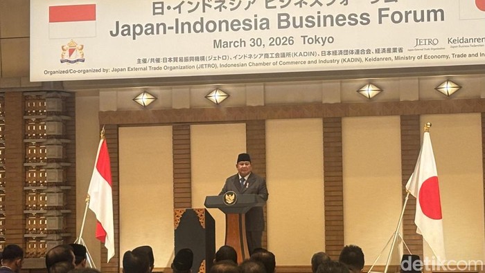 Presiden Prabowo di Japan-Indonesia Business Forum di Tokyo, Senin (30/3/2026).