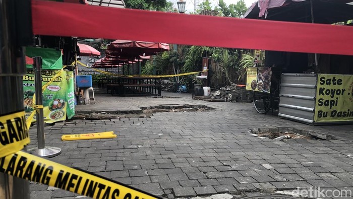 Penampakan saluran limbah di Malioboro yang meledak, Senin (30/3/2026) pagi.
