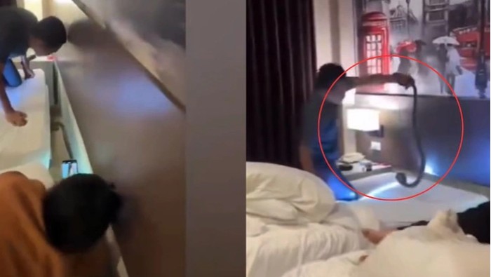 Ada ular lewati leher turis di kamar hotel Krabi