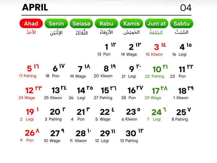 Kalender April 2026
