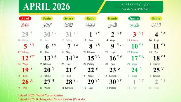 Kalender April Kemenag 2026