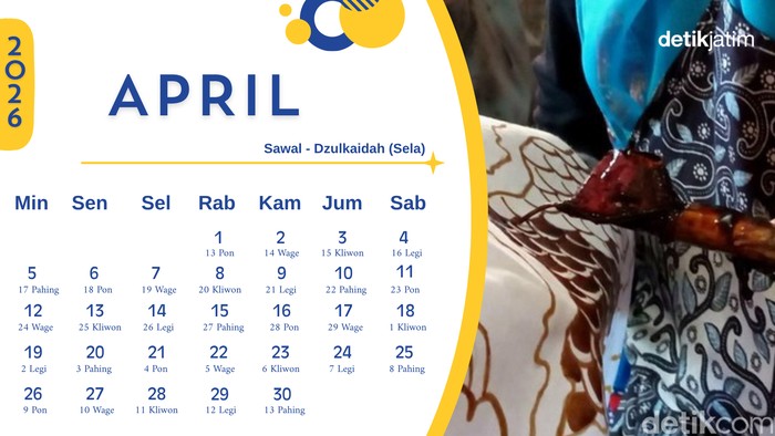 Kalender Jawa April 2026. Hari ini malam Jumat apa?