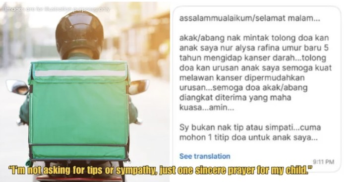 Ojol Ini Antar Makanan Sambil Minta Doa buat Anaknya yang Idap Kanker