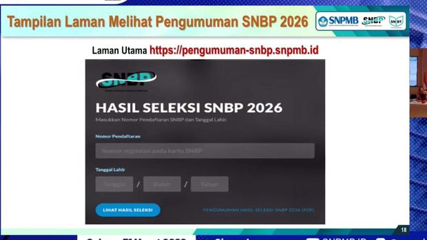 Tampilan pengumuman SNBP 2026 Tampilan pengumuman SNBP 2026