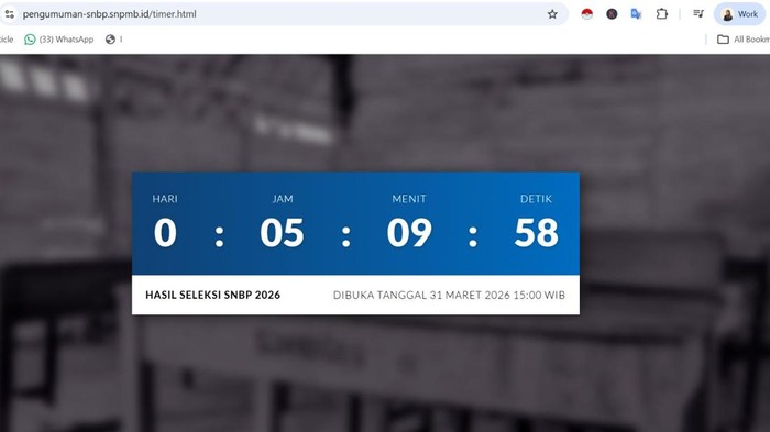 tangkapan layar laman pengumuman SNBP 2026