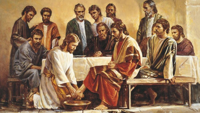 Pembasuhan kaki yang dilakukan oleh Tuhan Yesus kepada para murid pada saat Kamis Putih