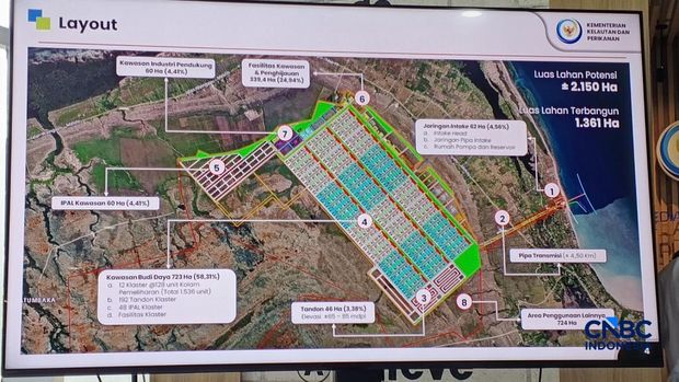 Konferensi pers update pembangunan kawasan tambak Waingapu, NTT, Rabu (1/4/2026). (CNBC Indonesia/Chandra Dwi Pranata)